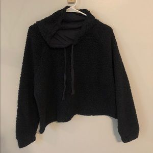 Navy Blue Sherpa Crop Top